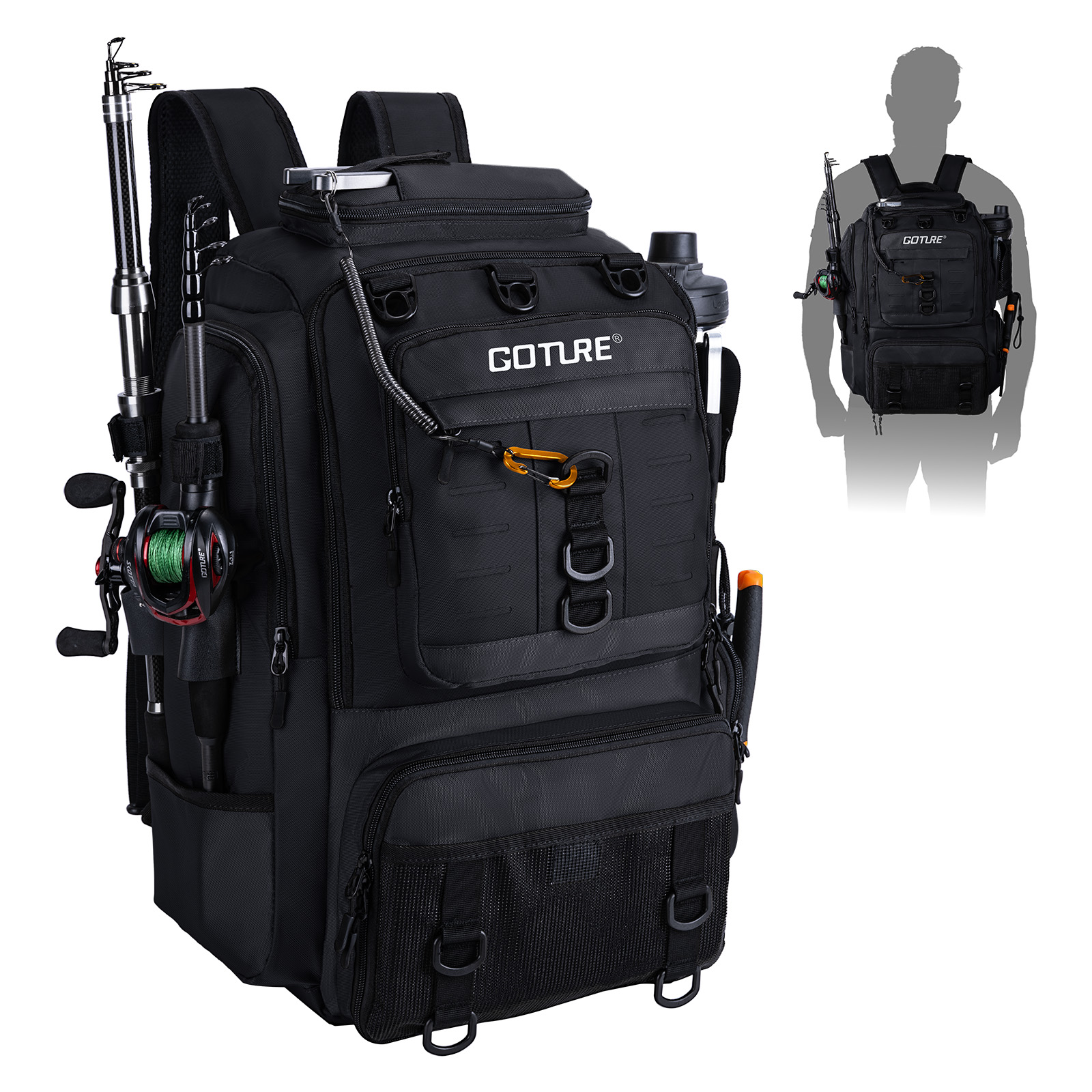 Goture Fishing Bag with Rod Ho - огляд і ціна Backpack Insert Organizer