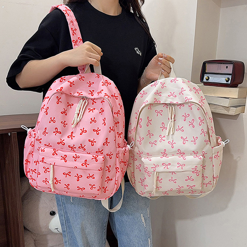 Cute Bow Print Backpack Nylon  - огляд і ціна School Backpack Teen