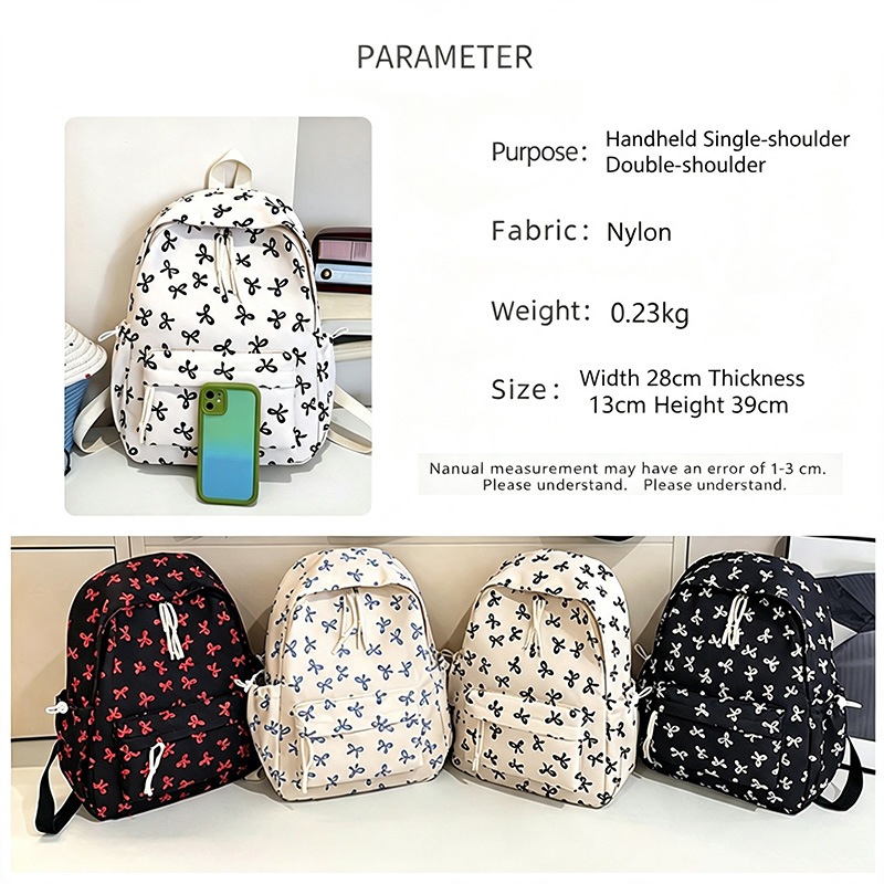Cute Bow Print Backpack Nylon  - огляд і ціна School Backpack Teen