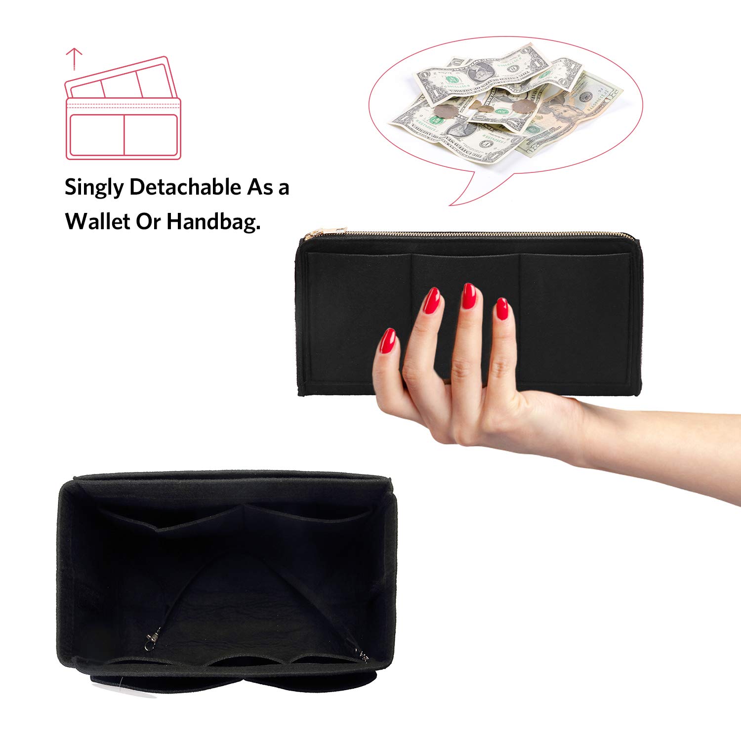 Felt Purse Organizer Insert -  - огляд і ціна Backpack Insert Organizer