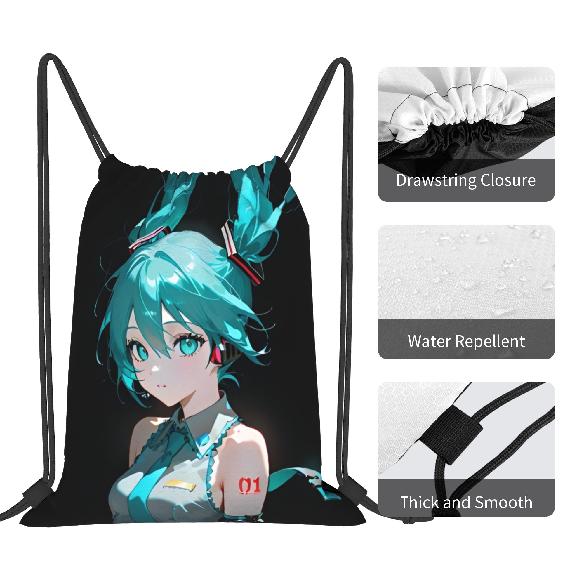H-Hatsunes Mikus Bag Drawstrin - огляд і ціна Drawstring Gym Bag